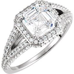 Asscher-Shaped Engagement Mounting or Matching Band