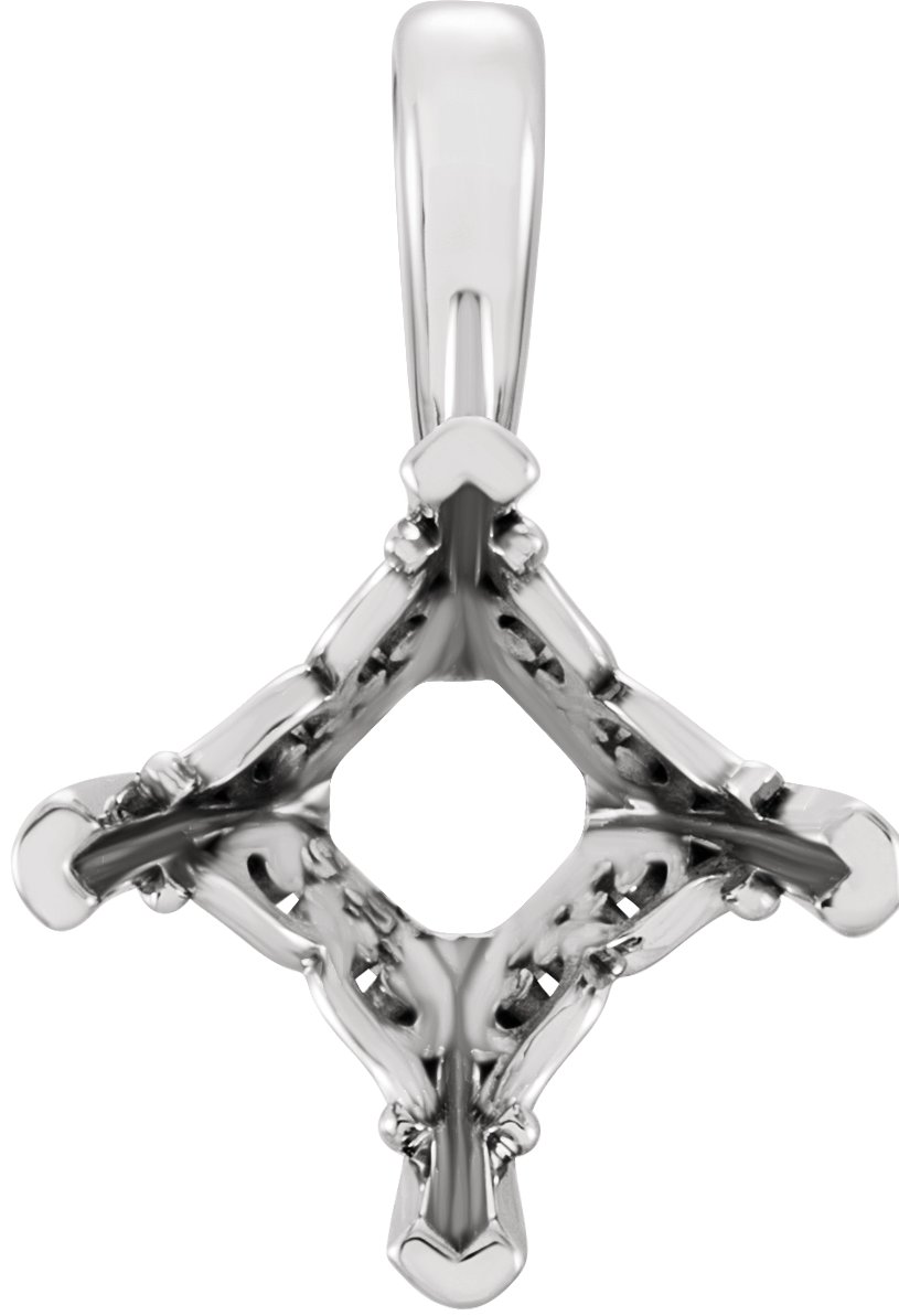 Square 4-Prong Vintage-Inspired Scroll Pendant