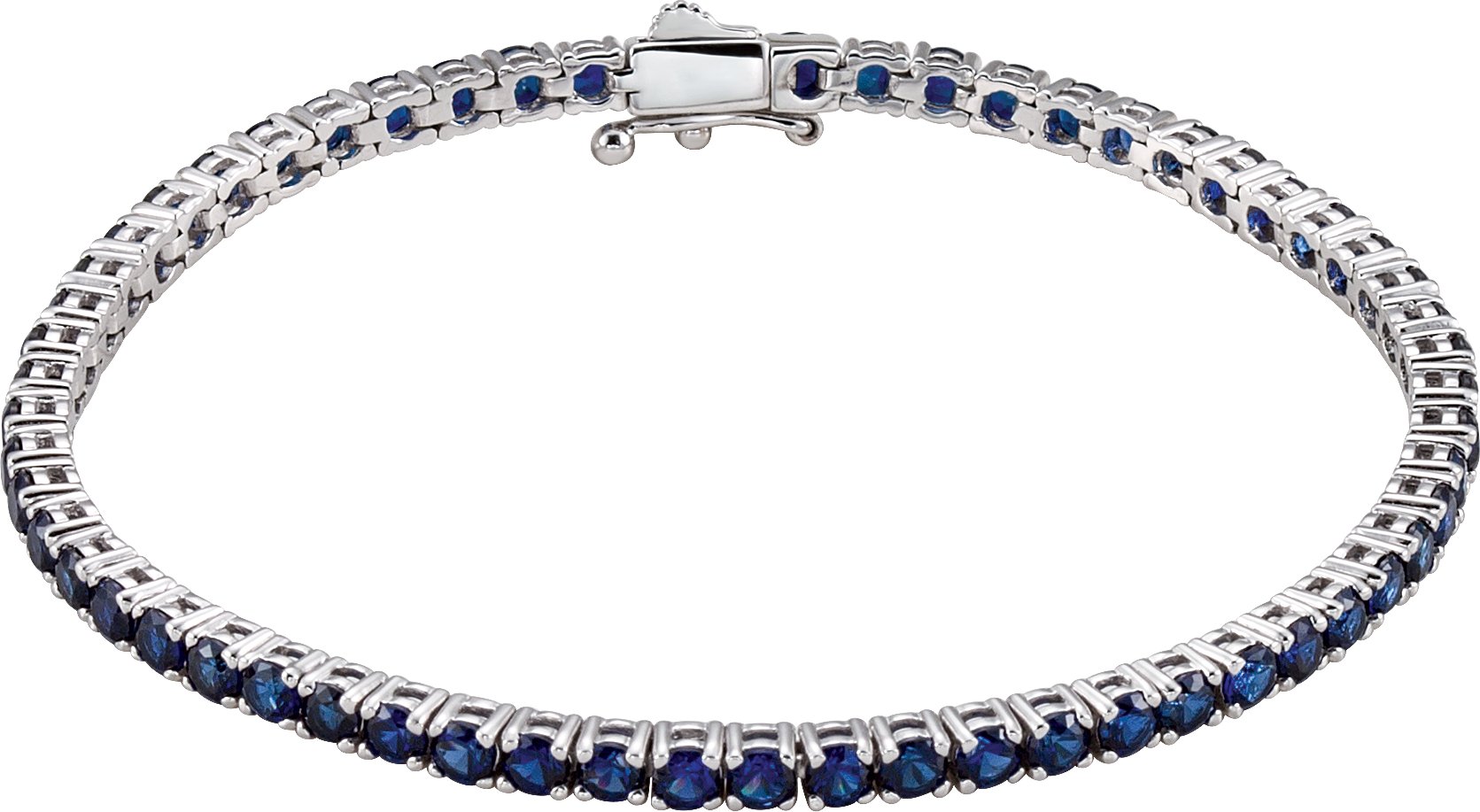 14K White Lab Grown Blue Sapphire Line 7.25 inch Bracelet Ref. 5766963