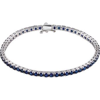 14K White Lab Grown Blue Sapphire Line 7.25 inch Bracelet Ref. 5766963