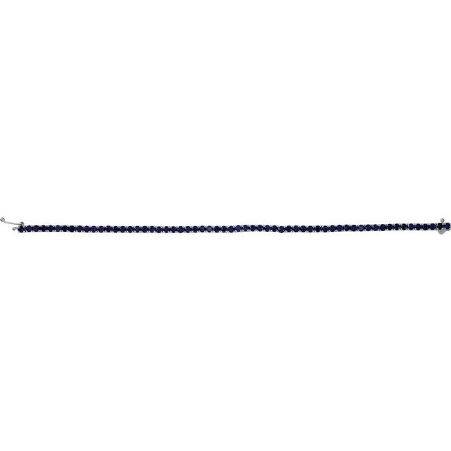 14K White Lab-Grown Blue Sapphire Line 7.25 Bracelet