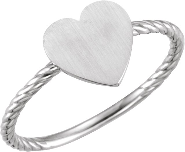 Continuum Sterling Silver Heart Engravable Rope Ring