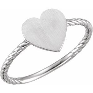 14K White Be Posh® Engravable Rope Signet Ring 