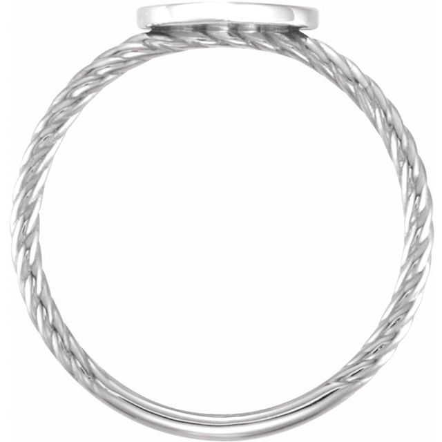 14K White Be Posh® Engravable Rope Signet Ring 