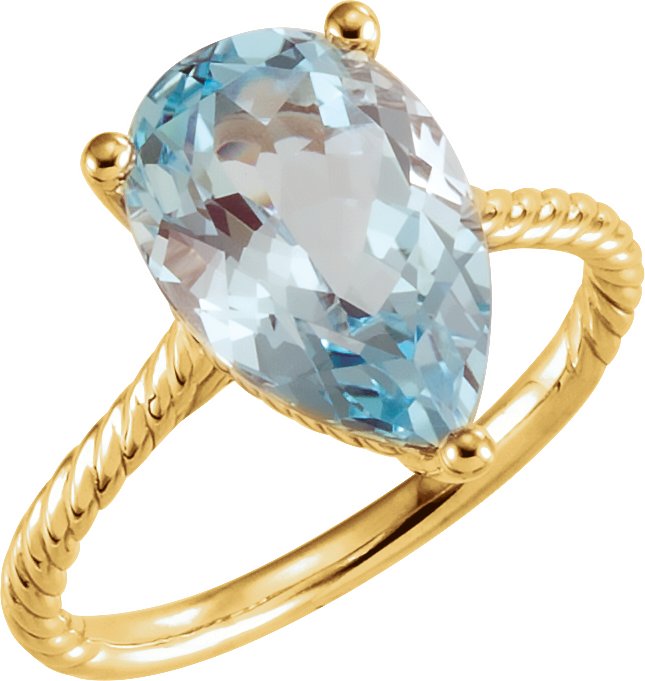 14K Yellow Sky Blue Topaz Rope Ring Ref 11449200