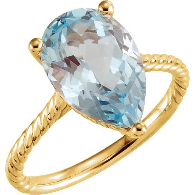 14K Yellow Natural Sky Blue Topaz Rope Ring