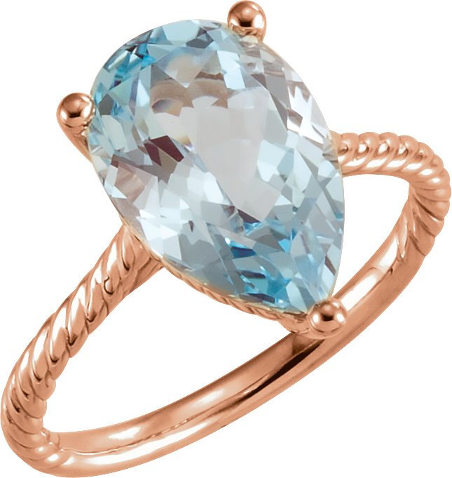 14K Rose Sky Blue Topaz Rope Ring Ref 11449220