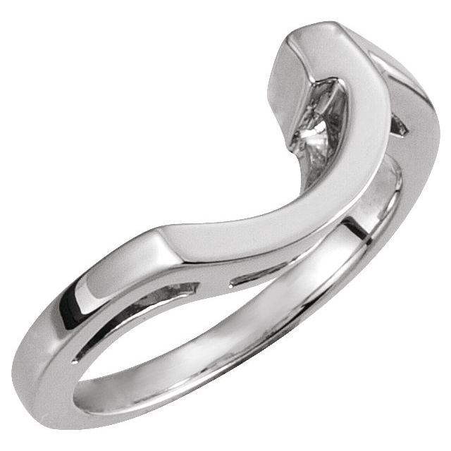 14K White Matching Band for 8.2 mm Round Engagement Ring