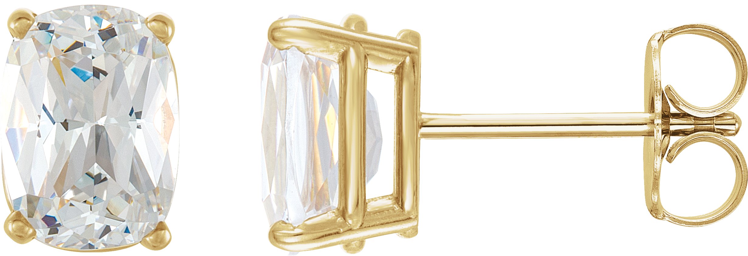 Elongated Cushion 4-Prong Stud Earrings