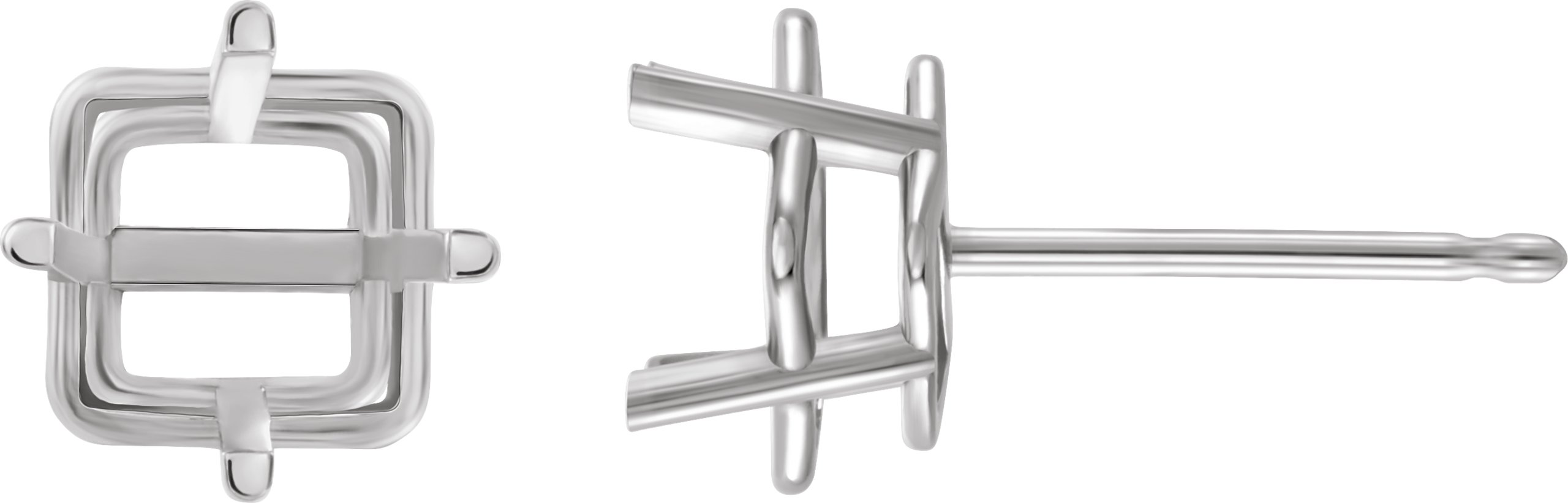 Square 4-Prong Lightweight Stud Earrings