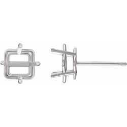 4-Prong Square / Princess Earring with .030" Post
