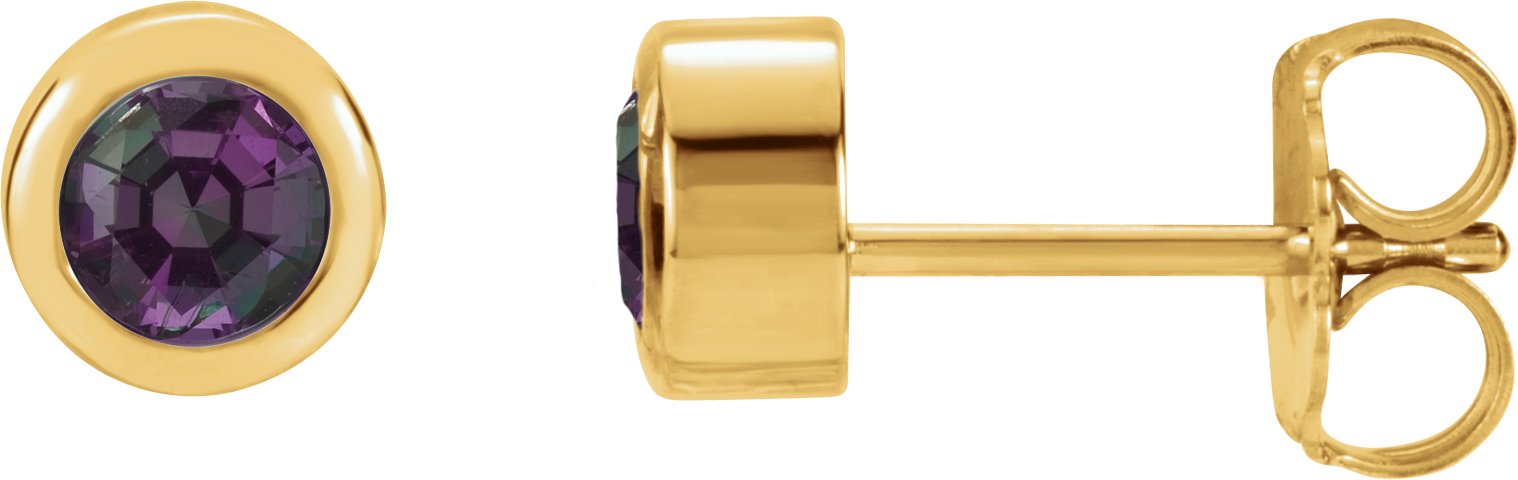 14K Yellow 4 mm Round Genuine Alexandrite Birthstone Earrings Ref 11736854