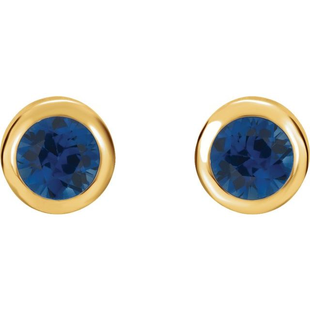 14K Yellow Lab-Grown Blue Sapphire Bezel-Set Earrings