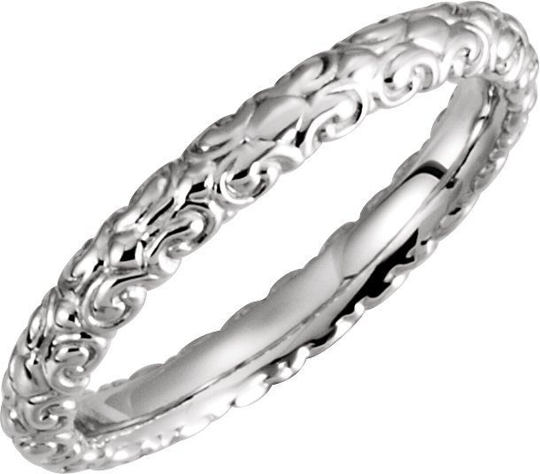 Platinum 2.9 mm Sculptural Inspired Band Size 7.5 Ref 3472735