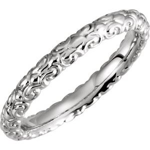 14K White 2.9 mm Sculptural-Inspired Band Size 5