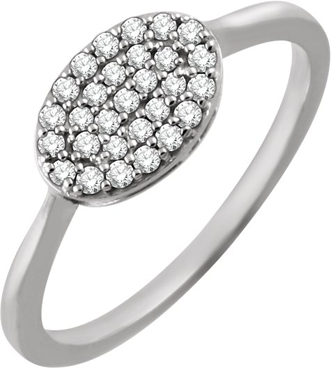 14K White 1/5 CTW Diamond Oval Cluster Ring