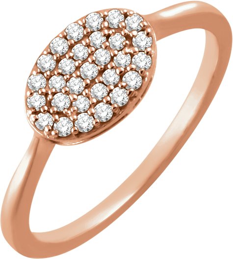14K Rose 1/5 CTW Diamond Oval Cluster Ring