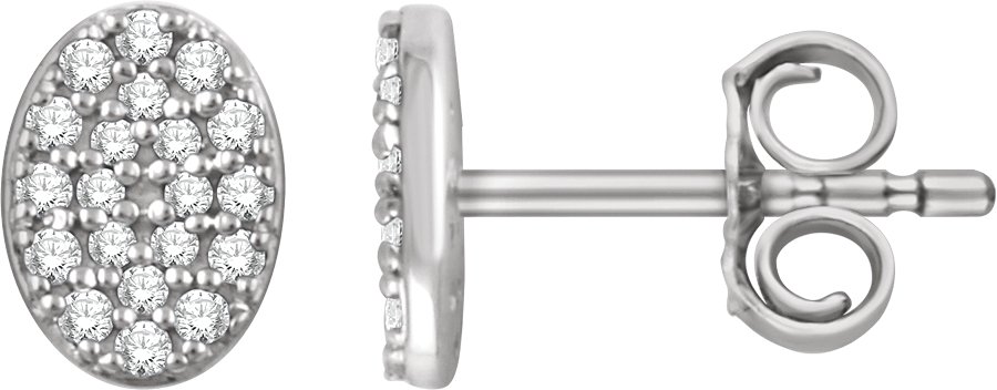 14K White 1/6 CTW Diamond Oval Cluster Earrings