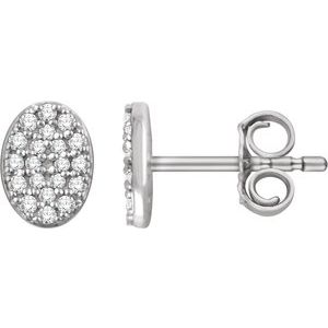 14K White 1/6 CTW Diamond Oval Cluster Earrings