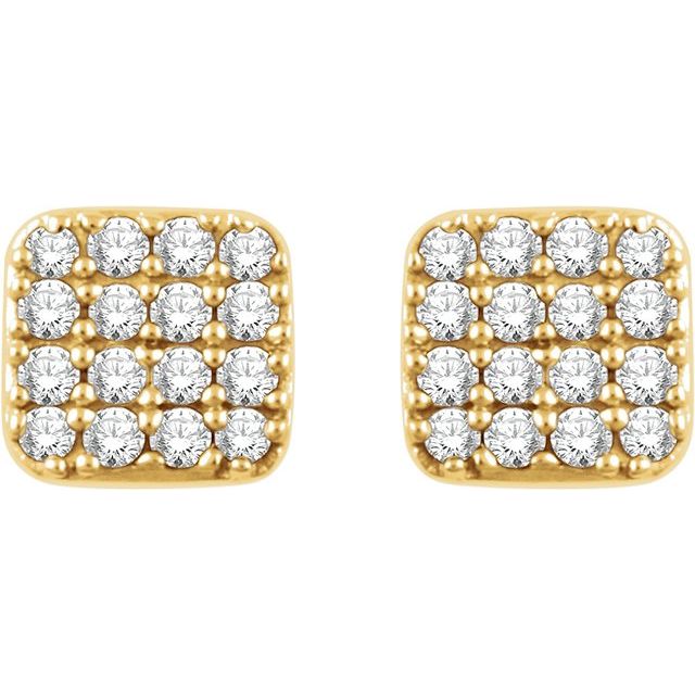 14K Yellow 1/5 CTW Natural Diamond Cluster Earrings