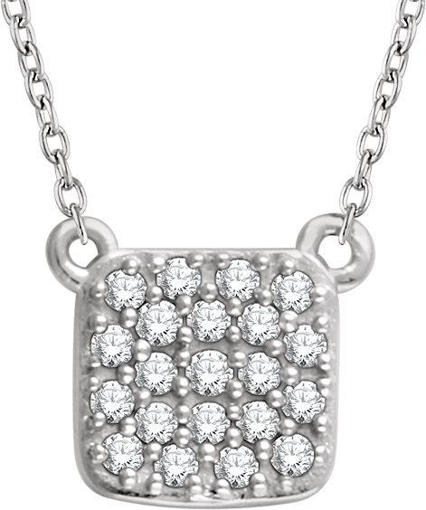 14K White 1/6 CTW Natural Diamond Cluster 16-18" Necklace