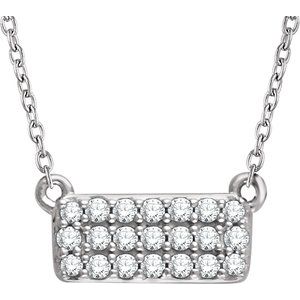 14K White 1/6 CTW Natural Diamond Cluster 16-18" Necklace