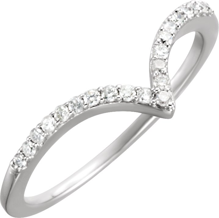 14K White 1/6 CTW Natural Diamond V Ring
