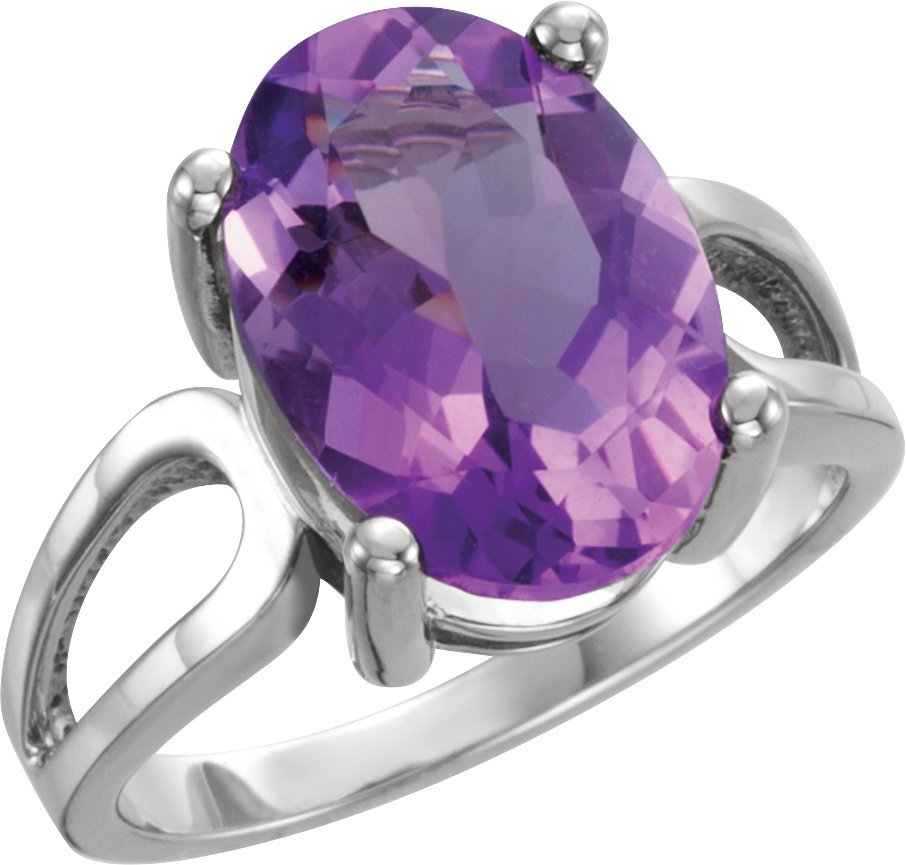 Platinum 14x10 mm Oval Amethyst Ring Ref 11479465