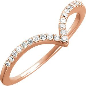 14K Rose 1/6 CTW Diamond V Ring Size 3.75