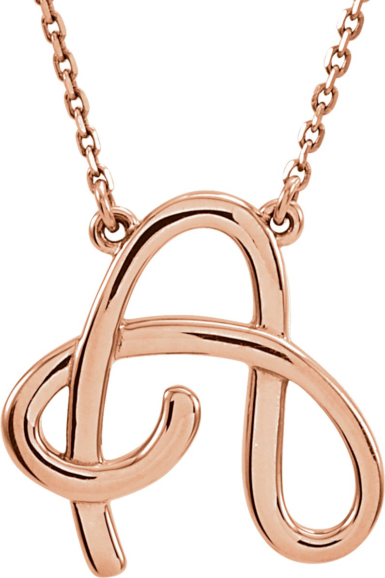 14K Rose Script Initial A 16