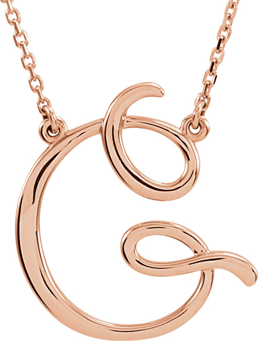 14K Rose Script Initial G 16" Necklace