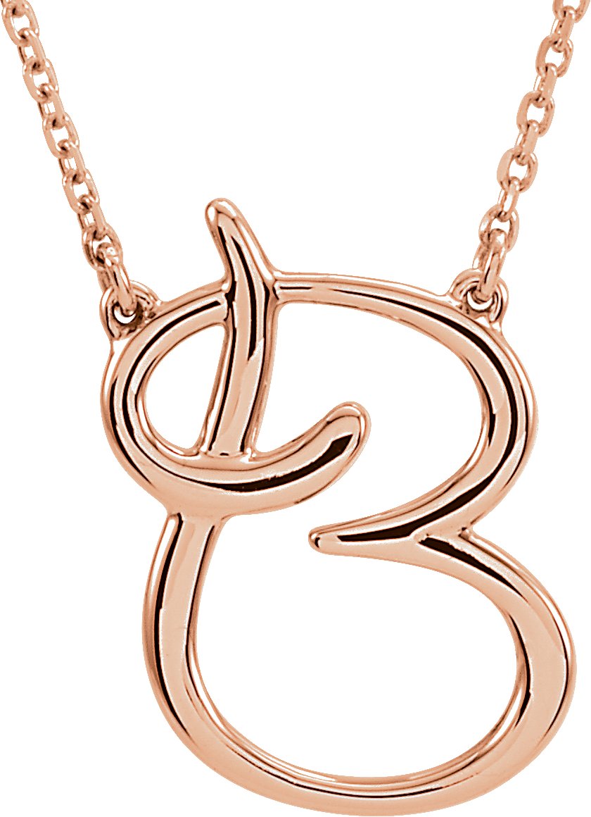 14K Rose Script Initial B 16