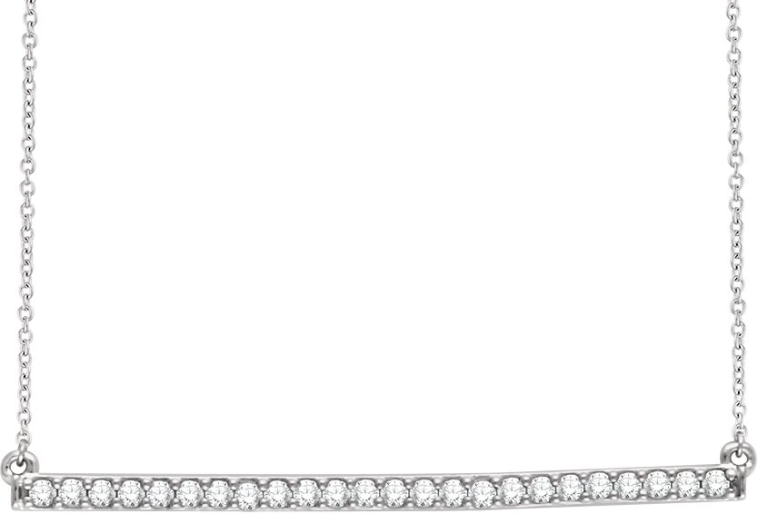 14K White 1/3 CTW Natural Diamond Bar 16-18 Necklace