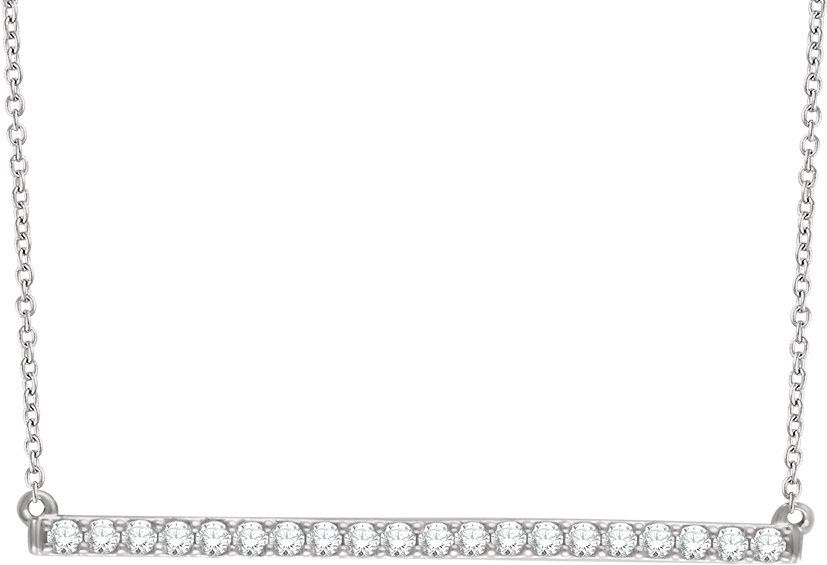 14K White 1/2 CTW Natural Diamond Bar 16-18 Necklace
