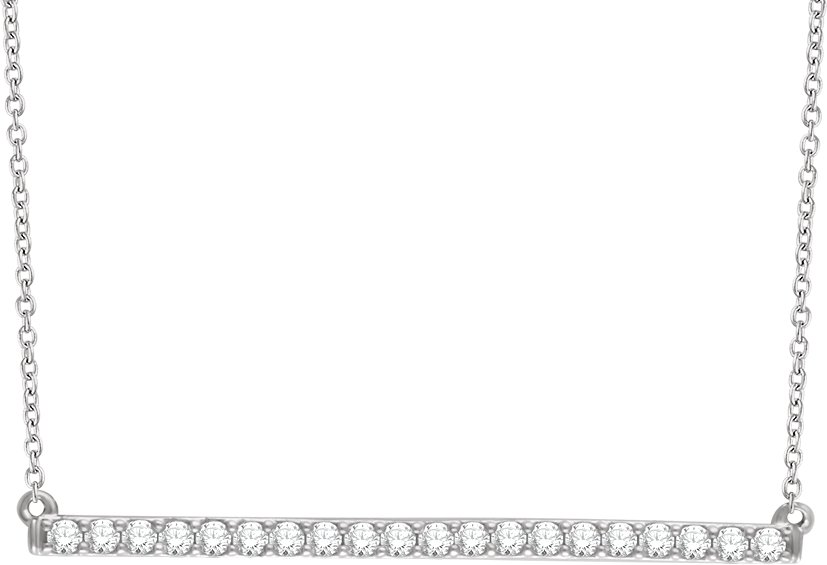 14K White 1/2 CTW Natural Diamond Bar 16-18" Necklace