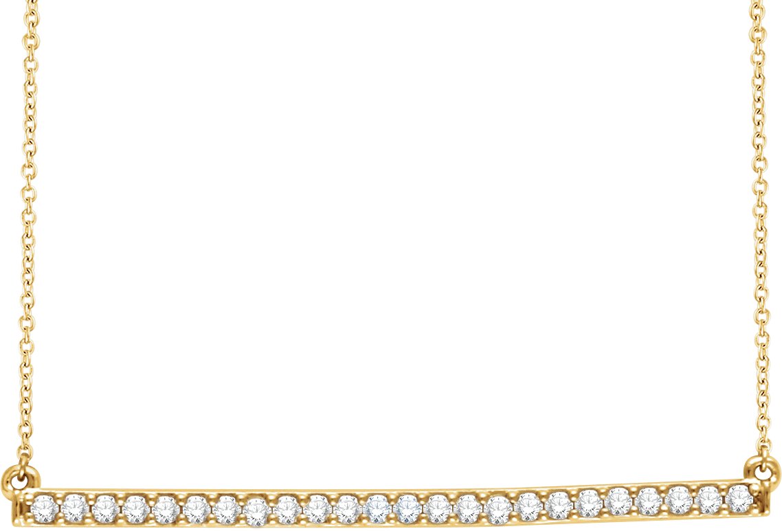 14K Yellow 1/3 CTW Natural Diamond Bar 16-18" Necklace
