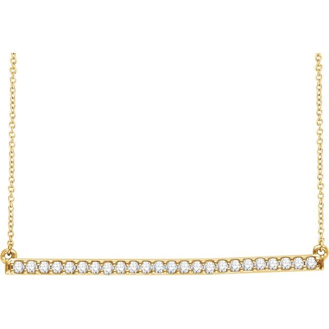 14K Yellow 1/3 CTW Natural Diamond Bar 16-18" Necklace