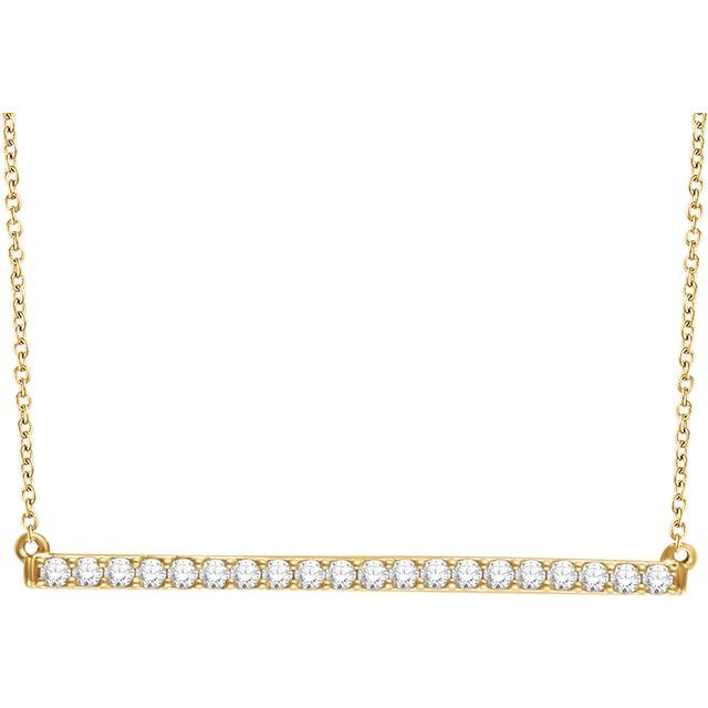 14K Yellow 1/2 CTW Natural Diamond Bar 16-18 Necklace