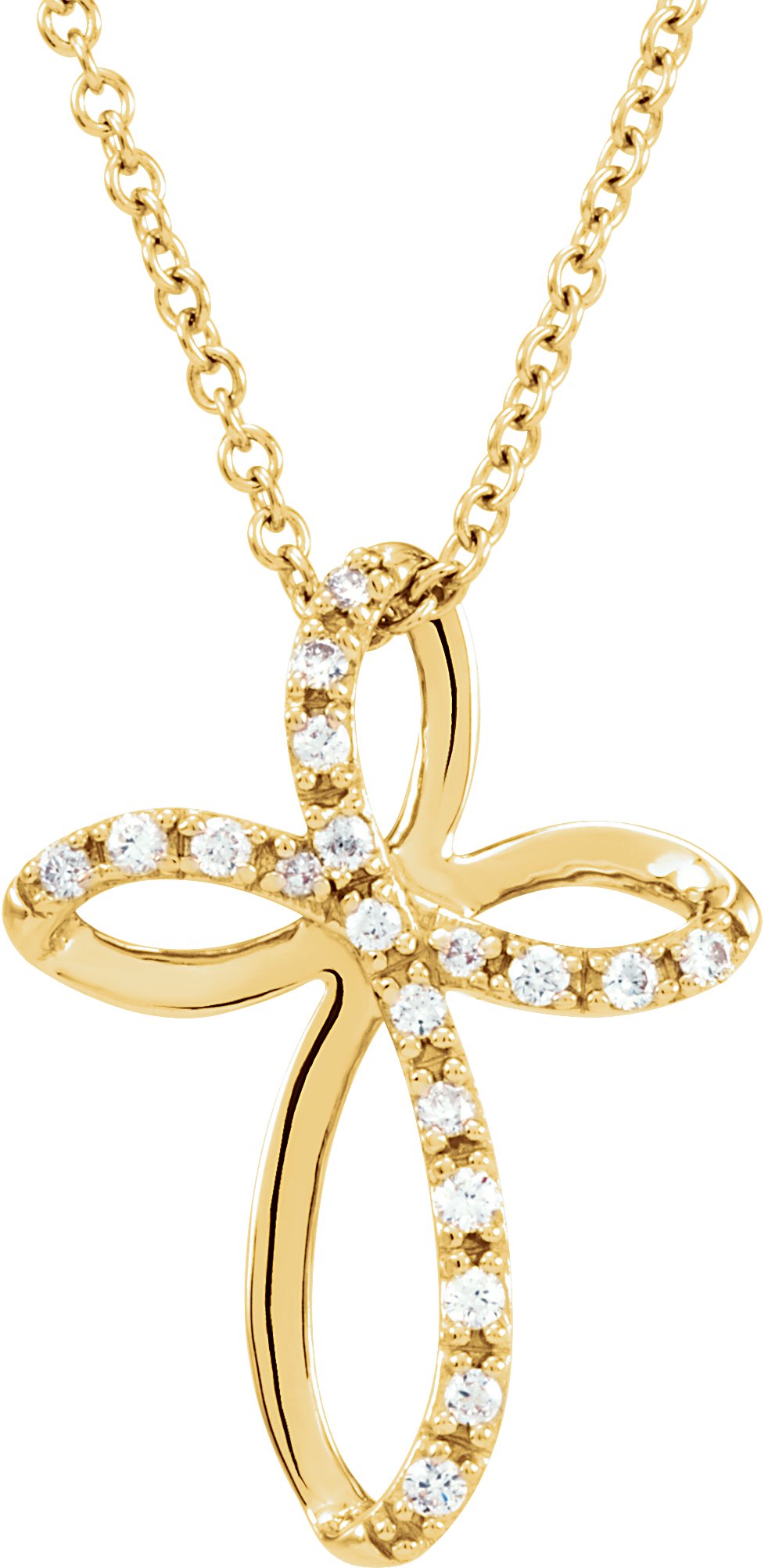 14K Yellow 1/10 CTW Natural Diamond Cross 18 Necklace
