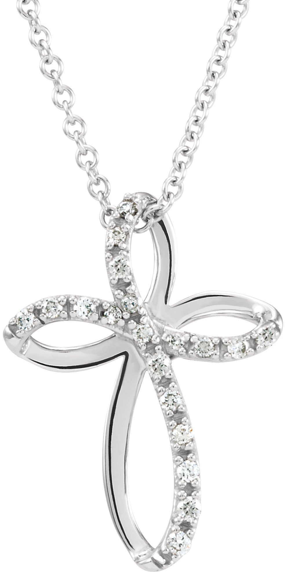 14K White 1/10 CTW Natural Diamond Cross 18" Necklace
