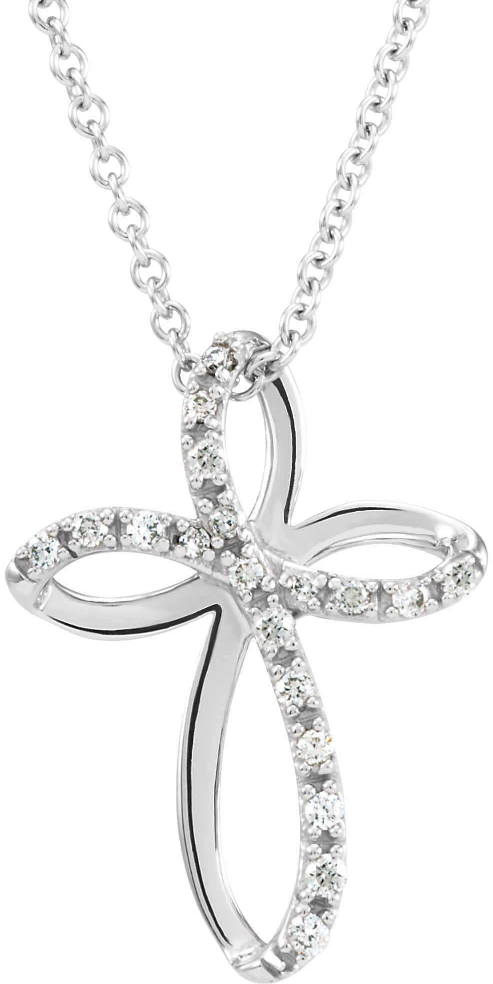 14K White 1/10 CTW Natural Diamond Cross 18