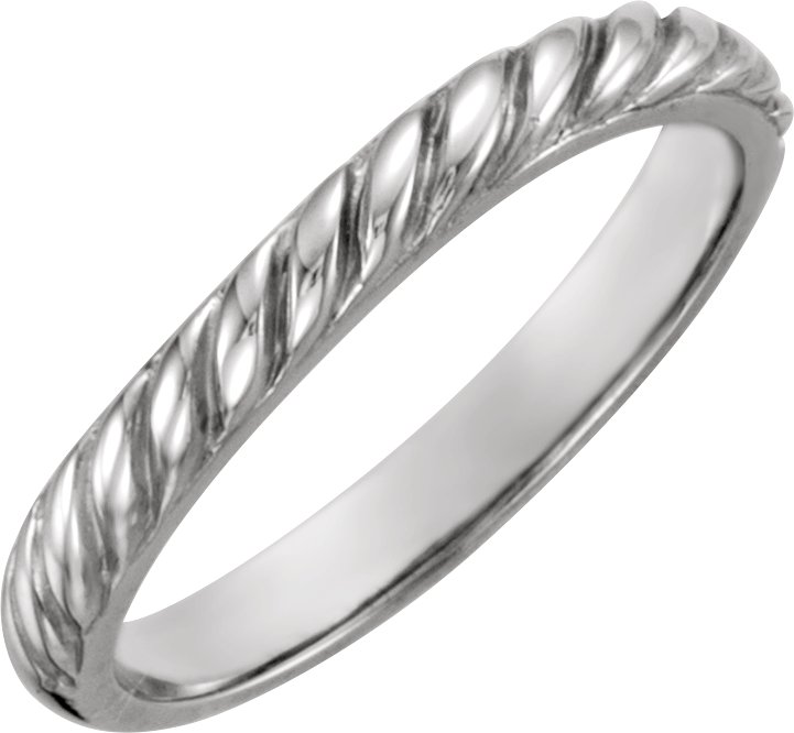 14K White Twisted Rope Stackable Band