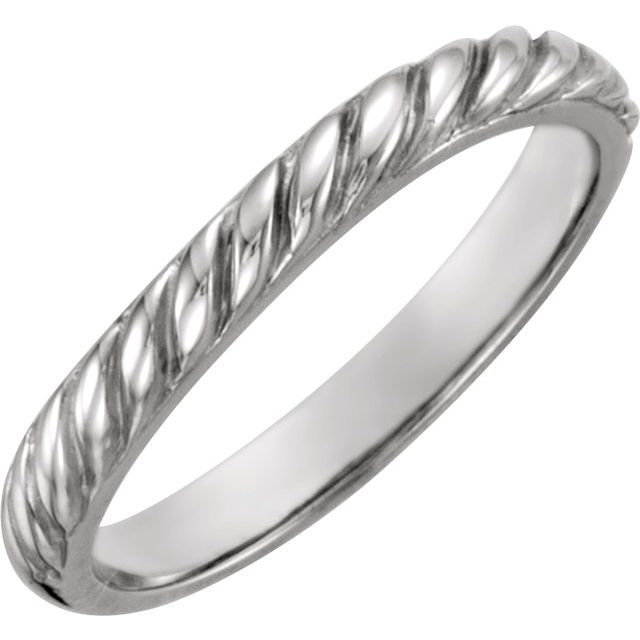 14K White Twisted Rope Stackable Band