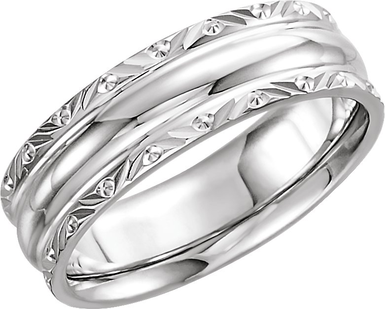 14K White 6 mm Design Engraved Band Size 10 Ref 1863611