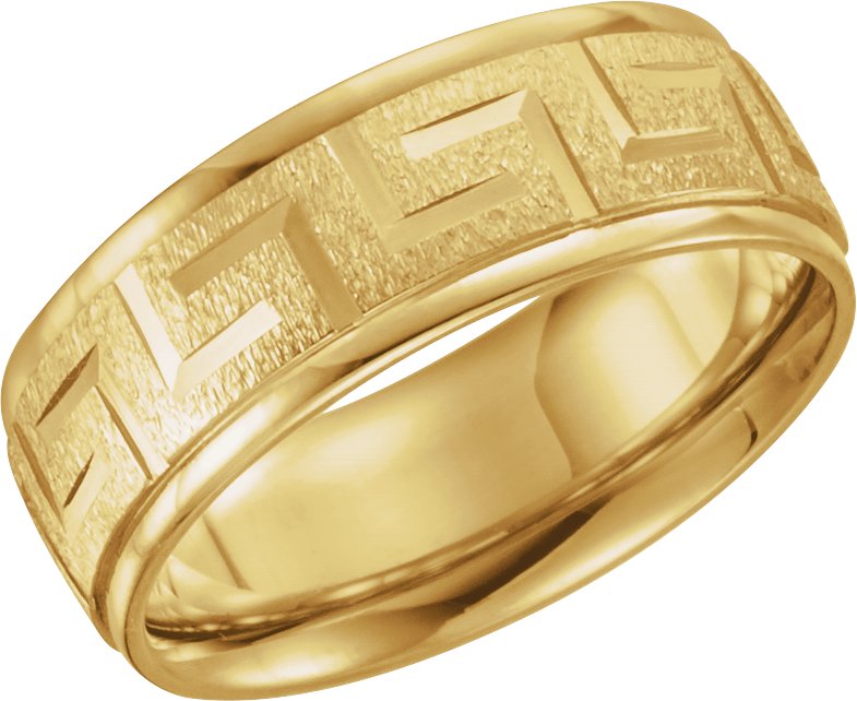 Greek Key Comfort-Fit Band – 14K Yellow Gold