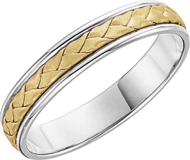 14K White/Yellow 4 mm Woven-Design Band Size 8.5