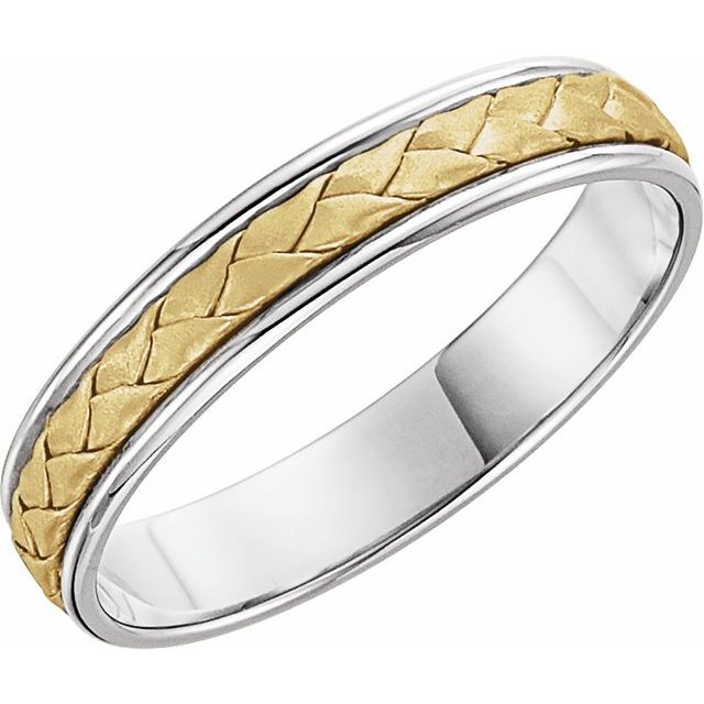 14K White/Yellow 4 mm Woven-Design Band Size 10