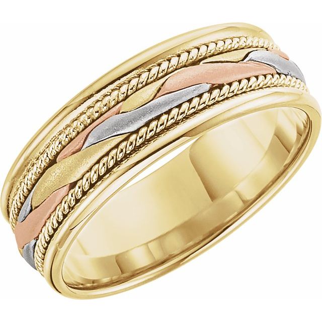 14K Yellow/White/Rose 7 mm Woven Band Size 9