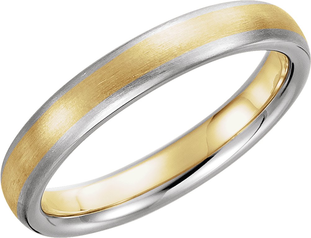 14K White & Yellow 4 mm Half Round Band with Satin Finish Size 9.5