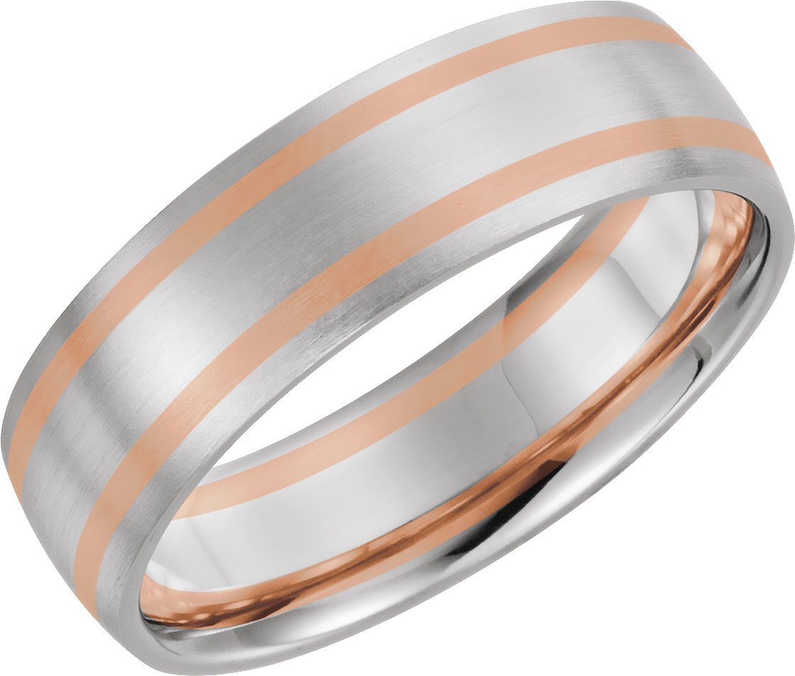 14K White/Rose 7 mm Half Round Band Size 8.5 